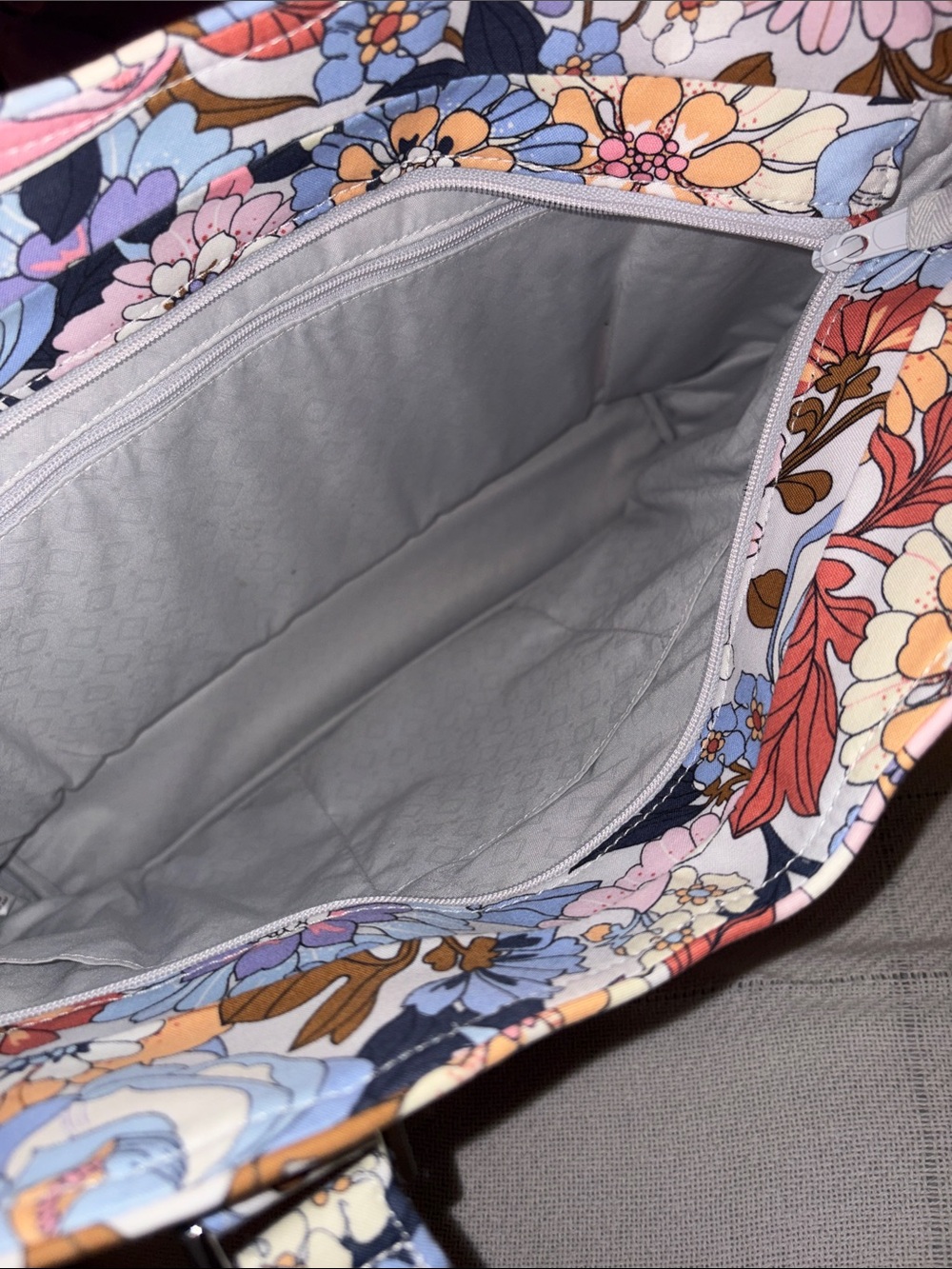 Vera Bradley Quilted Floral Tote in Pink, Blue & Brown - Picture 3 of 3